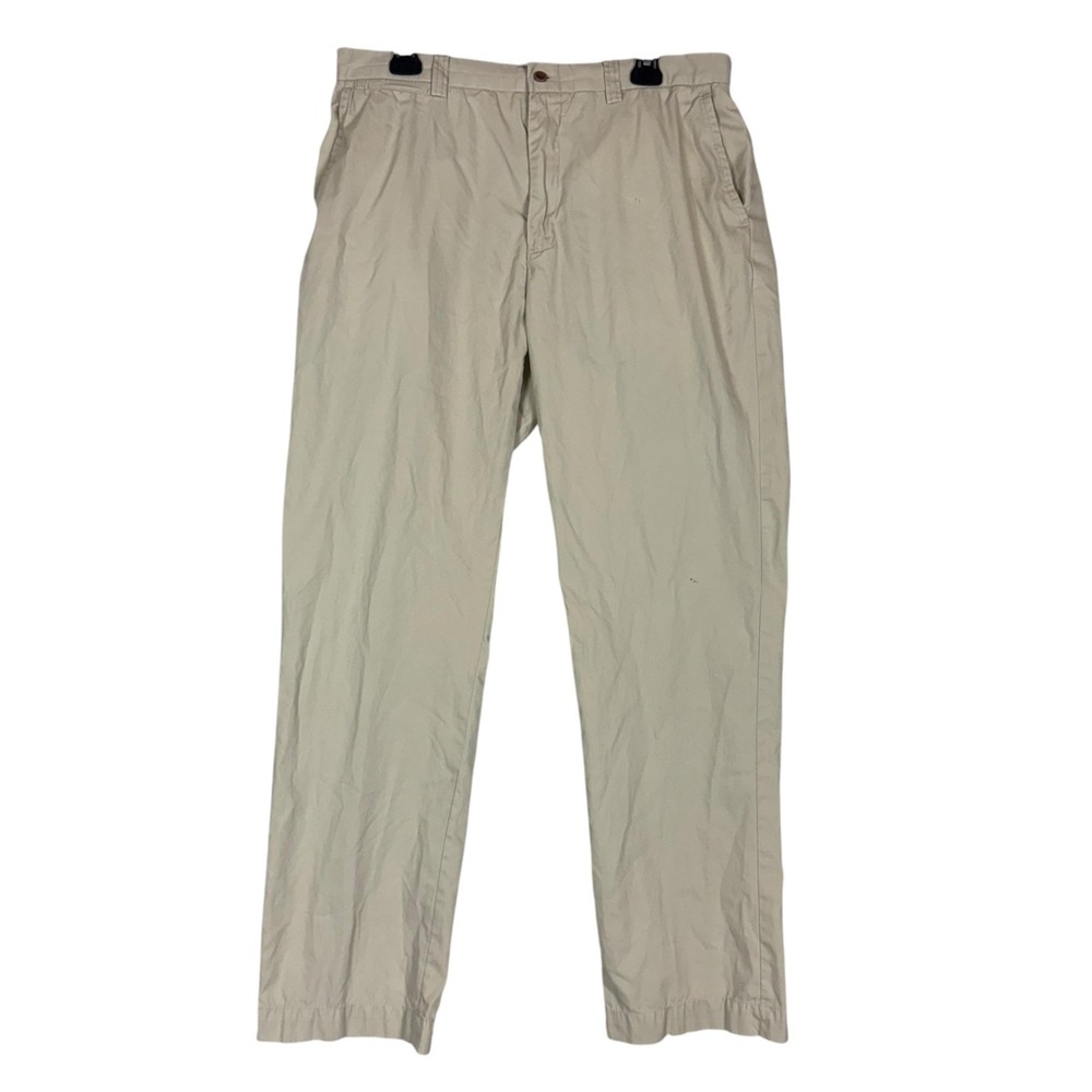 Polo Ralph Lauren Pants Mens 38x30 Beige Pleated Chino Cotton Casual FLAW